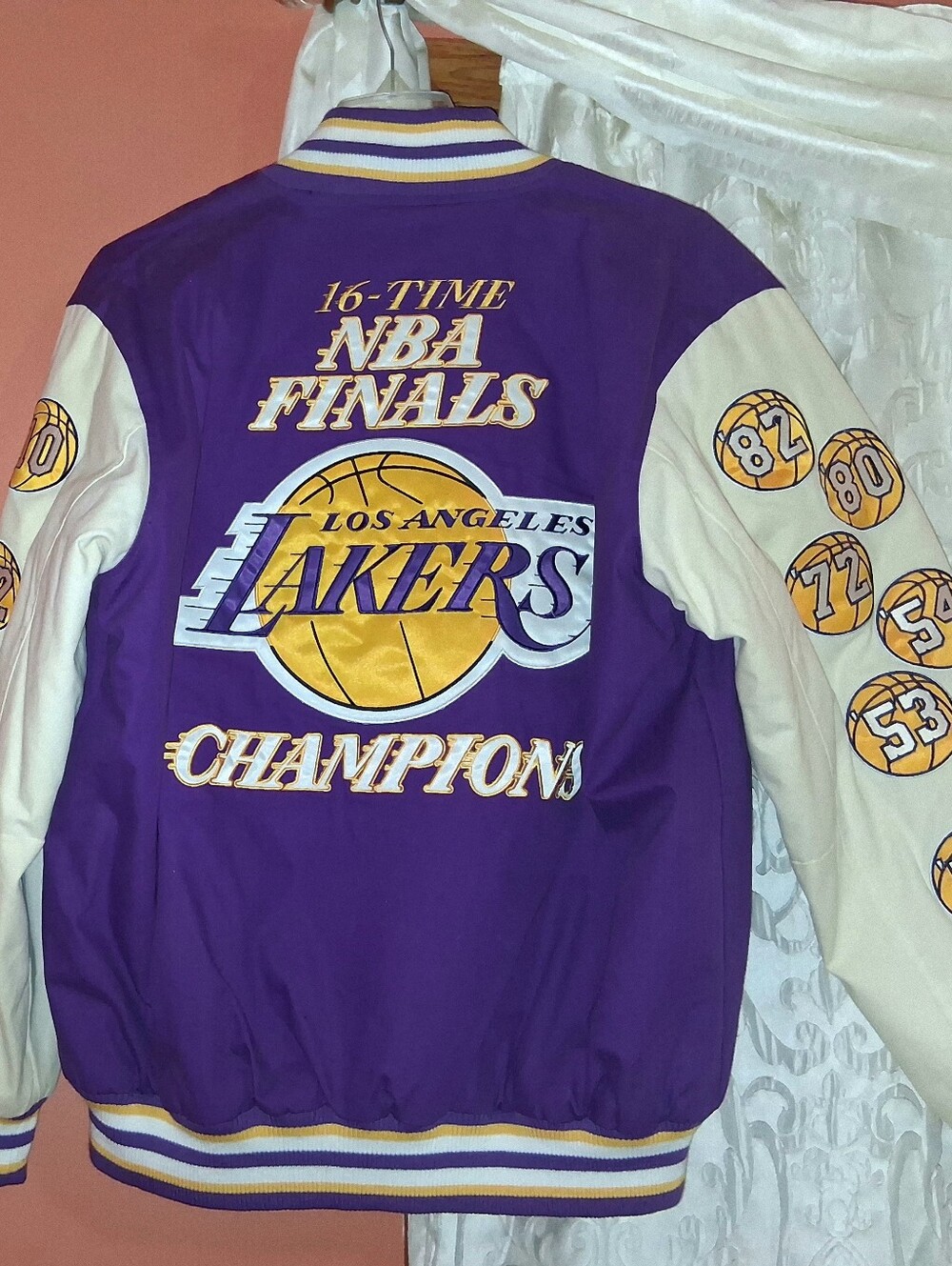 Los Angeles Lakers Purple & White Varsity Jacket - Championship Design NBA LICEN